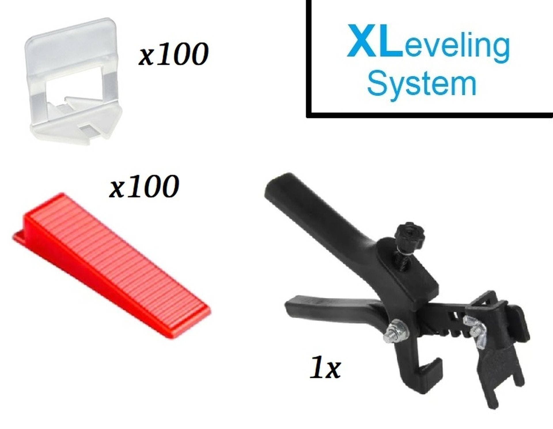 Pachet XLeveling START, 1mm - nivelare gresie si faianta (Cleste+100Clips+100Pene)